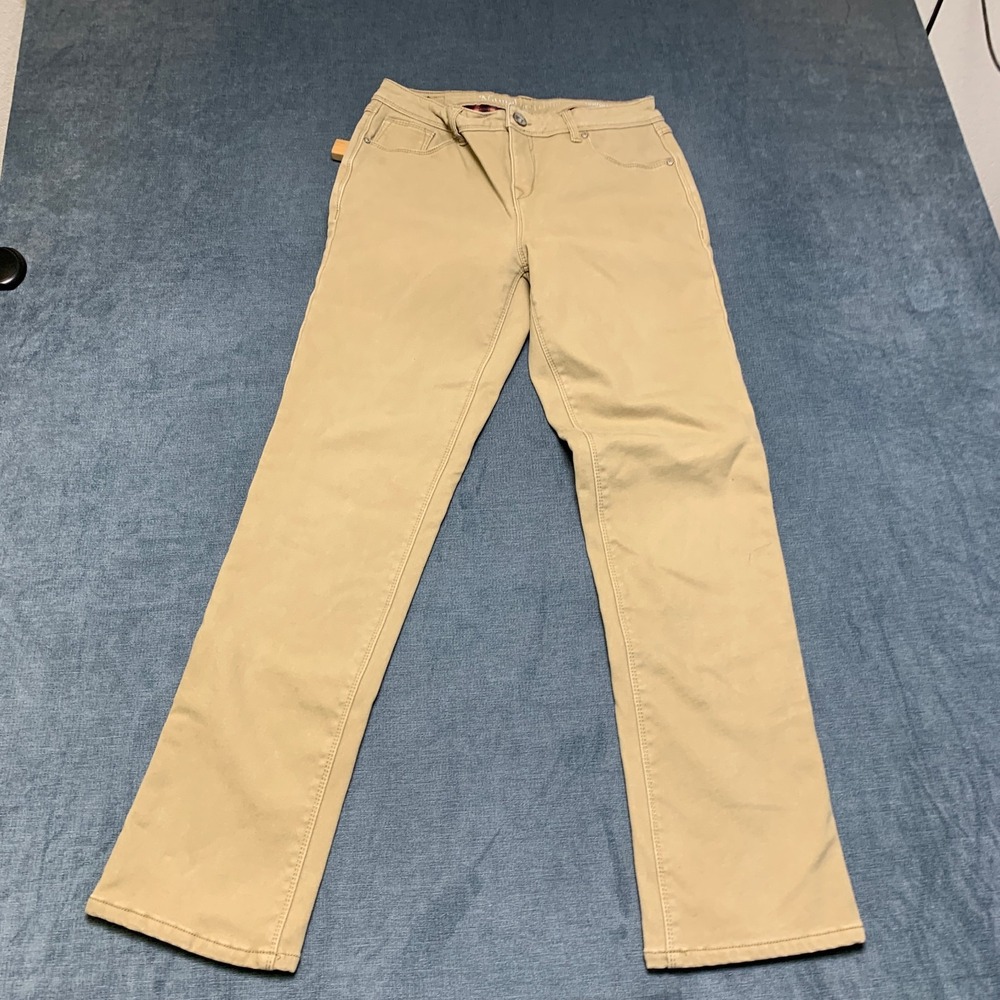 Natural Reflections Jeans Womens 6 Tan Plaid Lined Classic Twill Comfort Stretch